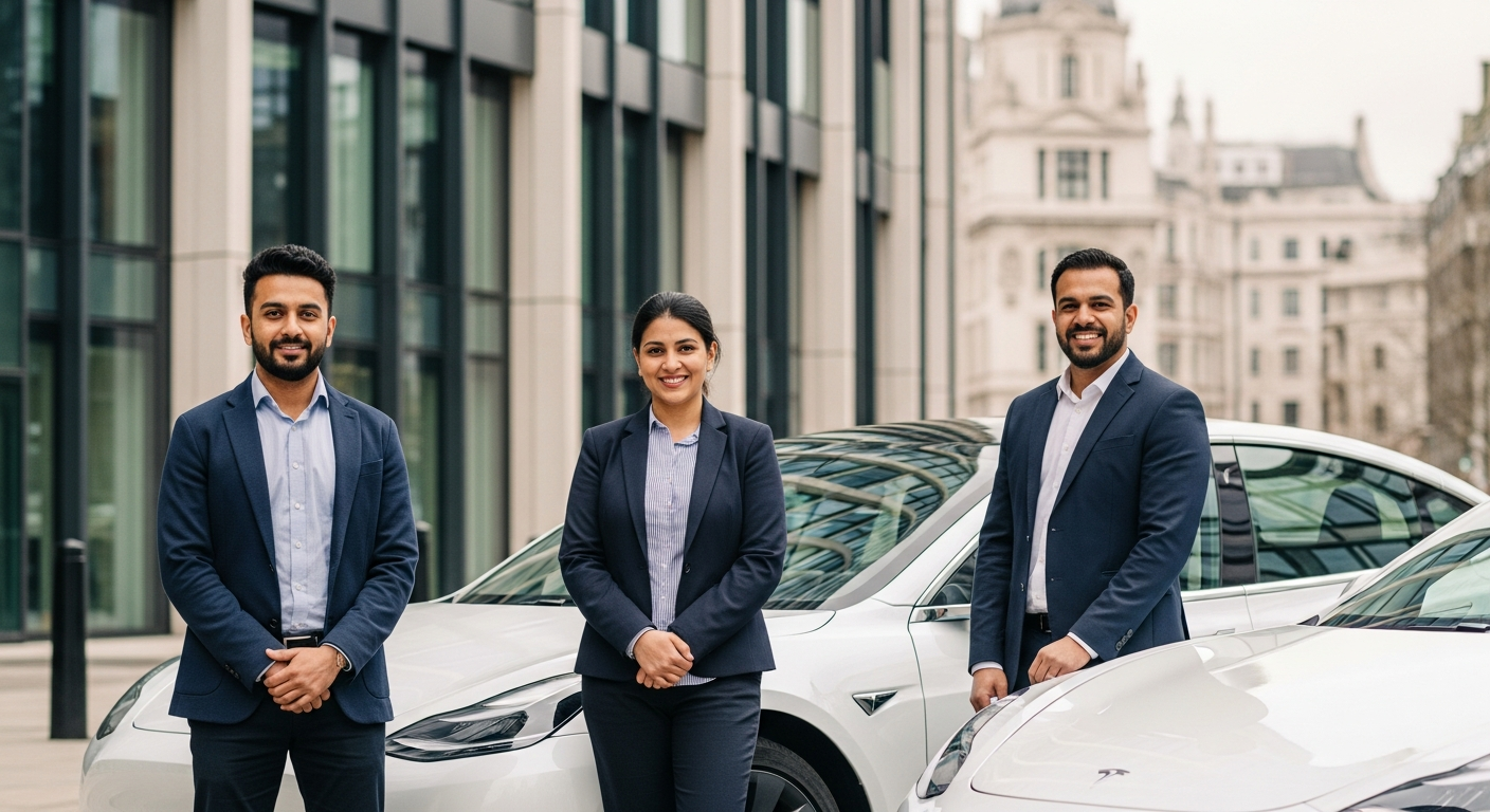 OkoRide drivers with Tesla fleet in London